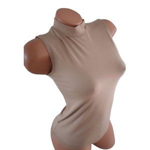 Olivia Rae NY Beige Sleeveless Mock Neck Top Shirt S